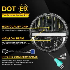 High Low Beam 7" Inch Round LED Headlights with Angel Eyes DRL Turning Light for Jeep Wrangler Cj Tj Jk - Shenzhen Gluheit Technology - China