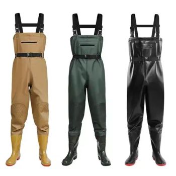 Custom Wholesale Thickened PVC Fishing Chest Waders Waterproof Fly Fishing Waders Custom Thigh Fishing Waders with Boots - Guangzhou Jinjin Garment Co., Ltd - China