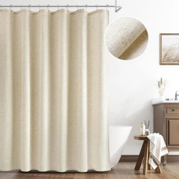 Flax Linen Shower Curtain, Country Boho Farmhouse Bath Decor Beige Shower Curtains for Bathroom - Shaoxing City Xinlan Textile CO., LTD. - China