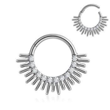 16g Implant Segment Hoop Ring ASTM F136 Titanium Forward Facing CZ Paved Fine Earring Nose Rings Piercing Body Jewelry - Dongguan Jiang Titanium Jewelry Co., LTD - China