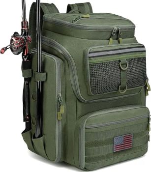 Fishing Backpack Bag with Rod Holders, 40L Tackle Box Backpack for Men - Quanzhou Sheng He Xing Bag Co., Ltd. - China