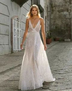 Spaghetti Strap V-Neck Evening Dresses Sequins Ball Gowns Bh44 - Suzhou Leader Apparel Co., Ltd. - China