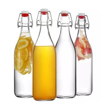 250ml 500ml 750ml Liter Flip Top Cap Swing Top Wine Bottle Glass Milk - Xuzhou Huajing Glass Products Co., Ltd. - China
