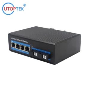 Industrial Fiber Optic to RJ45 Media Converter Sc 100 Mbps 2 Fiber Port 4RJ45 Port Poe Over Fiber Network Switch Outdoor - Shenzhen Utop Technology Co., Ltd. - China