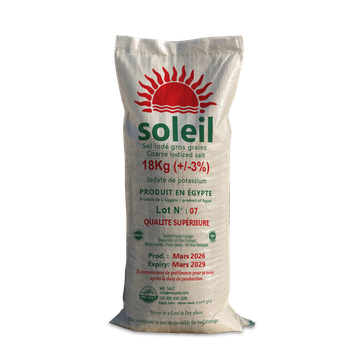 Soleil Brand 18kg Iodized Egyptian Salt | Refined Table Salt |  food-grade salt 99.6%+ NaCl - Mr Salt - Egypt