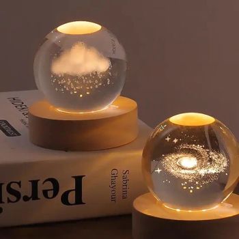 Christmas 3D Galaxy Crystal Ball Wood Warm White 16x11cm MOQ300 - Ningbo General Union Co., Ltd. - China