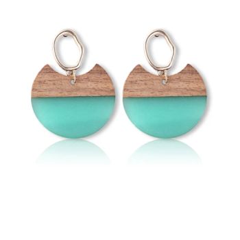 Fashion Jewelry Luxury Geometry Round Splicing Wood Resin Stud Earrings - YIWU JINYE IMPORT AND EXPORT CO., LTD - China