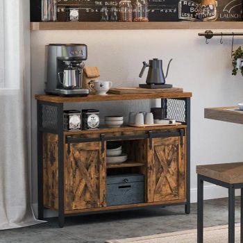 Buffet Cabinet Coffee Bar Table Storage Cabinet Sideboard with 2 Sliding Barn Doors for Living Room Kitchen - Jinan Unic Industry Trade Co., Ltd - China
