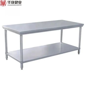 Commercial Kitchen Double Layer 304 Stainless Steel Work Bench Industrial Restaurant Tables 2 3 Layer Working Table - Huakang Medical Technology (Tianjin) Co., Ltd. - China