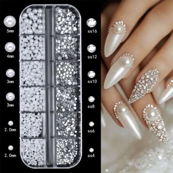 Special Pearls Nail Jewelry Boxed 12-6 Mixed Bright Pearl Semi-Circular for Nail Charms Nail Decoration - Guangzhou Skyrann Electronic Tech Co., Ltd. - China