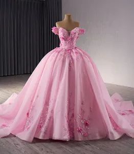 Pink Flowers Prom Dresses Long Party Prom Evening Gown B2918 OEM Yes Age Youth Color Pink Style European Material Tulle Model NO. - Suzhou Leader Apparel Co., Ltd. - China