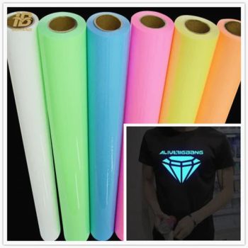 High Brightness Neon Fluorescent PU Heat Transfer Glow in The Dark Vinyl Paper - Quanzhou Boyang New Material Technology Co.,Ltd - China