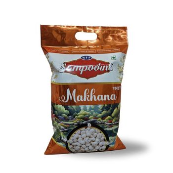 Plain Makhana -NFP Sampoorna Foods Flavor Plain Weight (kg) 0.25 Shelf Life 9 Months Certification FSSAI Place of Origin Bihar - NFP Sampoorna Foods Ltd. - India