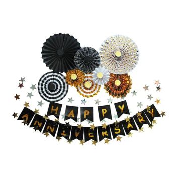 Party Hanging Letter Paper Fans Banner Set Backdrop Anniversary Party Decoration Supplies - Skylark Network Co., Ltd. - China