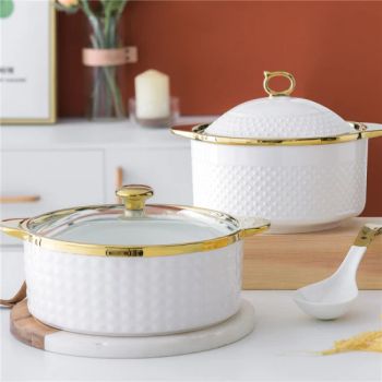 Hot Sale Wholesale Luxury Ceramic Soup Stock Pots Small Pot Soup Cookware Cooking Pot with Lid - GUANGZHOU HADI CATERING WARE CO., LTD - China