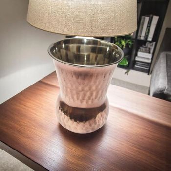Hammered Pure Copper Water Glass For Drinking, 200 ml Size Medium Shape Round Capacity 200 ml Quality Premium Material - S R Trading Corporation - India