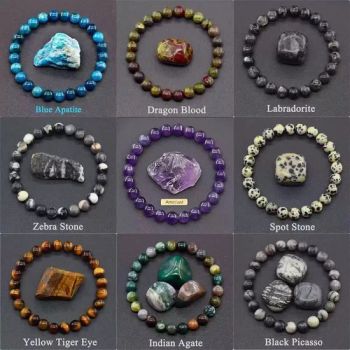 8mm Round Natural Semi Precious Stone Jade Agate Crystal Gemstone Beaded Bracelets - Haifeng Alaric Inc - China