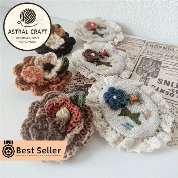 Handmade Finished Fashion Party 3D Floral Flowers Rose Accessories Embroidery Brooch Pin - Shantou Tianshangxing Crafts Processing Factory - China