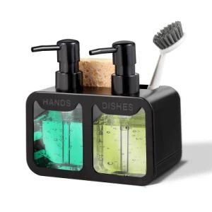 Plastic Soap Dispenser Double Bottles with Storage Rack for Kitchen or Bathroom - Ningbo Great Industry Co., Ltd. - China