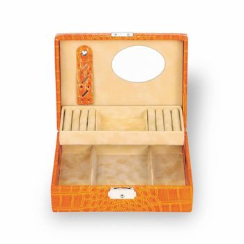 Orange Jewellery Boxes Color Red Shape Rectangle Usage/Application Home Design Pattern Embroidered Jewellery Box Material - New Moonlight Box - India