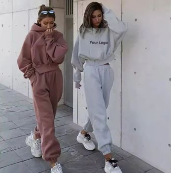 Custom Logo Autumn Winter Womens Track Suits Sets Jogger Cropped Sweatshirt Hoodies - Yiwu Zhihong Clothing Co., Ltd - China