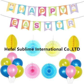 1 Set Pompom Garland Paper Fan Easter Party Decoration, Party Hanging Paper Fan Set, Paper Flower Balls, Birthday Parties, Wedding Events, Holiday Decorations - Hefei Sublime International Co., Ltd - China