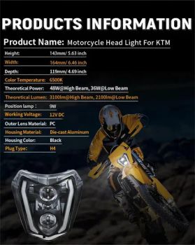 Emark & DOT LED Headlight for 2014-2019 Sx Sxf 125 2019-2022 SMC R 690 Motorcycle Lighting System with Halo - Shenzhen Gluheit Technology - China