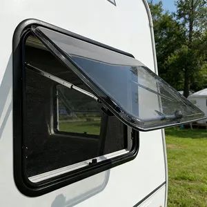 900X500mm RV Push out Window Trailer Acrylic Round Corner Window with Mosquito Net and Blackout Curtain for Caravan - Anhui Maygood RV Accessories Co., Ltd. - China