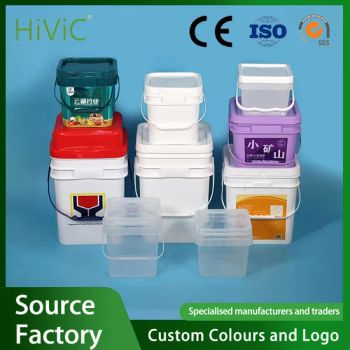 for Sale 1L - 5L Clear Food Grade Container Square Plastic Bucket Pail for Food Packing Custom Logo Colors - Qingdao Hivic Plastic Manufacture Co., Ltd. - China
