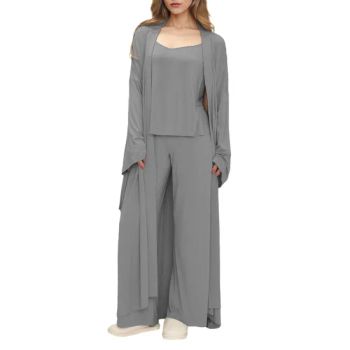 Bamboo Viscose 3 Piece Pajama Sets Womens Lounge Set Sleepwear Soft Loungewear - Sichuan Sustainable Garments Co., Ltd. - China