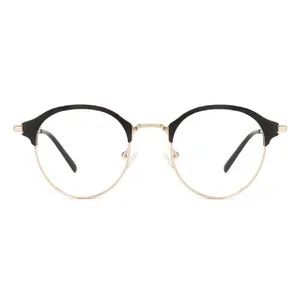 Vm-4518 Round Vintage Glasses - Two-Tone Black & Gold Frame with Clear Demo Lenses - Shenzhen Urfeng Industrial Co., Ltd. - China