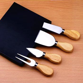 4 Pieces Set Cheese Tools Butter Cutter Wood Wooden Handle Stainless Steel - Kozen International Ltd - China