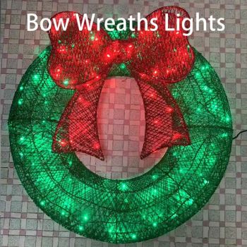 Outdoor LED Christmas Bow Wreaths Lights Decorations Origin China Model NO. HCD-5 Color Multicolour HS Code 9505100090 Trademark Wild Art - Shenzhen Wild Art Decoration Co.,Ltd. - China
