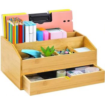 Bamboo Office Desktop Storage Box Office File Storage Shelf with Pen Holder - Fuzhou Green Life Technology Co., Ltd - China