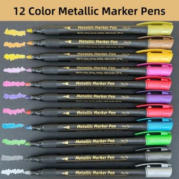 Medium Round Tip Metallic Marker Pens, Dry-Quickly Non-Toxic Highlighter Markers, Assorted, 12 Colors/Pack, School Supplies - Qingdao Lincoler Trade Co., LTD. - China