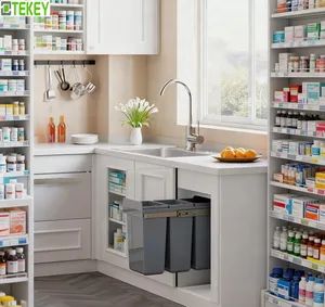 Tekey Slides Dustbin Indoor Storage Sorting Slide Recycling Drawer Modern Kitchen Storage Recycle Bin 3 Compartment Waste Bins Garbage Pull out Dust Bin - Guangzhou Huadu District Tekey Manufacturing Factory - China
