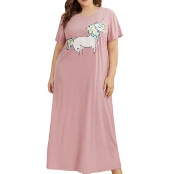 Cartoon Night Wear Sexy Night Dresses Women Pajamas Sleepwear Nightgowns Plus Size Unicorn Print Women Night Dress - Dongguan Tuoyi Clothing Co., Ltd. - China