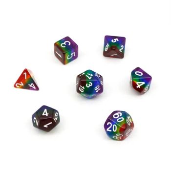 New Plastic Multi-Faceted Rainbow Opaque Layered Dice Customized Printed Polyhedral Dnd Sharp Edge Resin Dice Set - KN Gift Limited - China