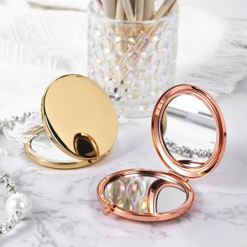 Personalized Pocket Makeup Mirror Cute Rose Gold Compact Mirrors Custom Logo Cosmetic Products Tools - ESHA CO., LIMITED. - China
