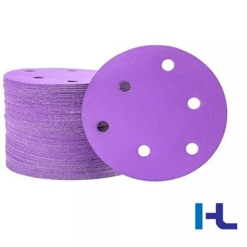 115 125 150mm 6inch 6holes Purple Hook&Loop Sand Abrasive Ceramic Sanding Grinding Disc for Polishing Car, Vessel, Composite Materials, Wood, Metal - HL GROUP LTD - China