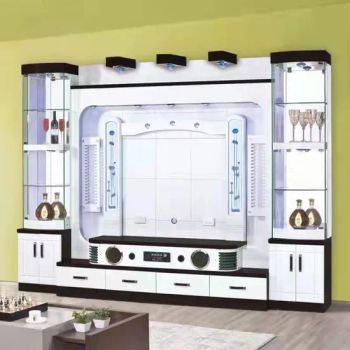 Modern Design Wood Living Room TV Stand Furniture Storage Glass Display Wall Unit Wooden Luxury TV Cabinet - Foshan Cabrini Furniture Co., Ltd. - China