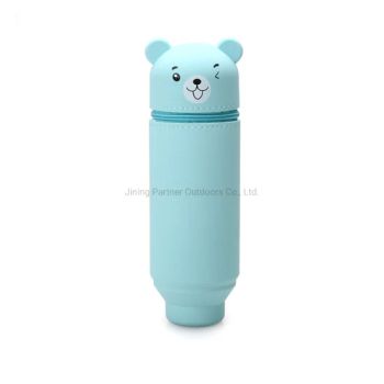 Blue Boy Girls Silicone Animal Shape Pencil Case Silicone Round Pen Holder Children Creative Pen Holder - Jining Partner Outdoors Co., Ltd. - China