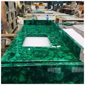 Semi-Precious Green Malachite Gemstone Vanity Tops Color Blue Origin China Edging Eased Type Gemstone Load-Bearing - XIAMEN KA UNITED IMP. & EXP. CO., LTD. - China