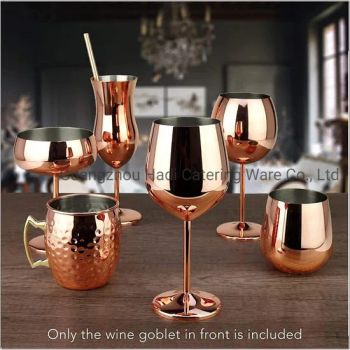 Bar Wine Glass Champagne Cocktail Drinking Cup 500ml Stainless Steel Rose Gold Copper Goblet Wine Glasses 18/8 Metal Red Wine Glass Cup - GUANGZHOU HADI CATERING WARE CO., LTD - China