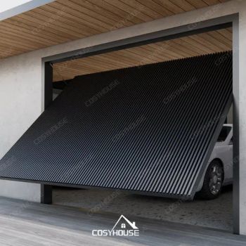 China Top Manufacturer Black Vertical Slat Tilt up Garage Door Modern up and Over Garage Door for Luxury Homes - Foshan Cosy House Building Materials Co., Ltd - China