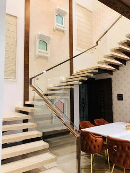 Rose Gold Pvd Coated Glass Railing, 12 mm System Type Spigot Glass Thickness 12 mm Material Stainless Steel Mounting Type Floor - Toobi Metals - India