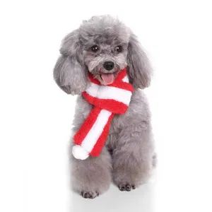 Super Cute Classic Striped Winter Warm Christmas Scarf, Small Animal Pet Cat and Dog Holiday Accessory with POM-Poms, Sweet Style Printed - NINGBO GENERAL UNION CO.,LTD. - China