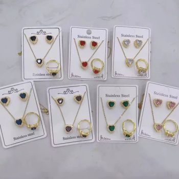 Direct Factory Sale Simple Versatile Stainless Steel Jewelry Set-Clavicle Chain Diamond Necklace Earrings Fashion Rings - Quanzhou Fengze District Zhaocai Jinlu Trading Co., Ltd. - China