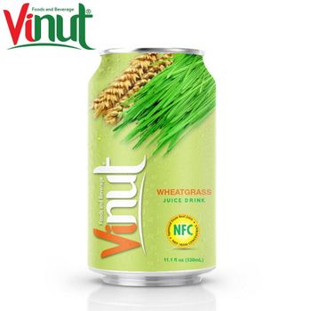 330ml VINUT Can (Tinned) Original Taste Wheatgrass Juice Supplier Private Label No preservatives GMP Certified - Nam Viet F&B - Vietnam