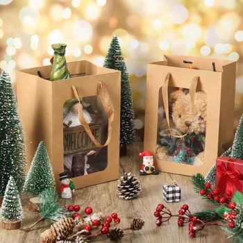 Wholesale Kraft Paper Bags with Transparent Window and Handles for Gift/Shopping - HonorHope (Zhengzhou) Technology Industrial Co., Ltd. - China